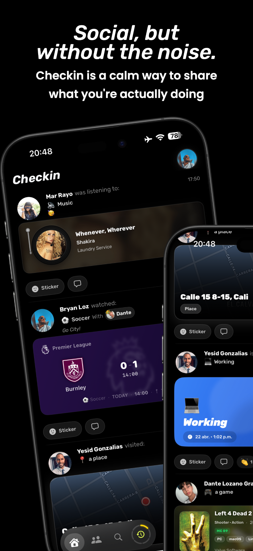 Checkin app — social, but without the noise